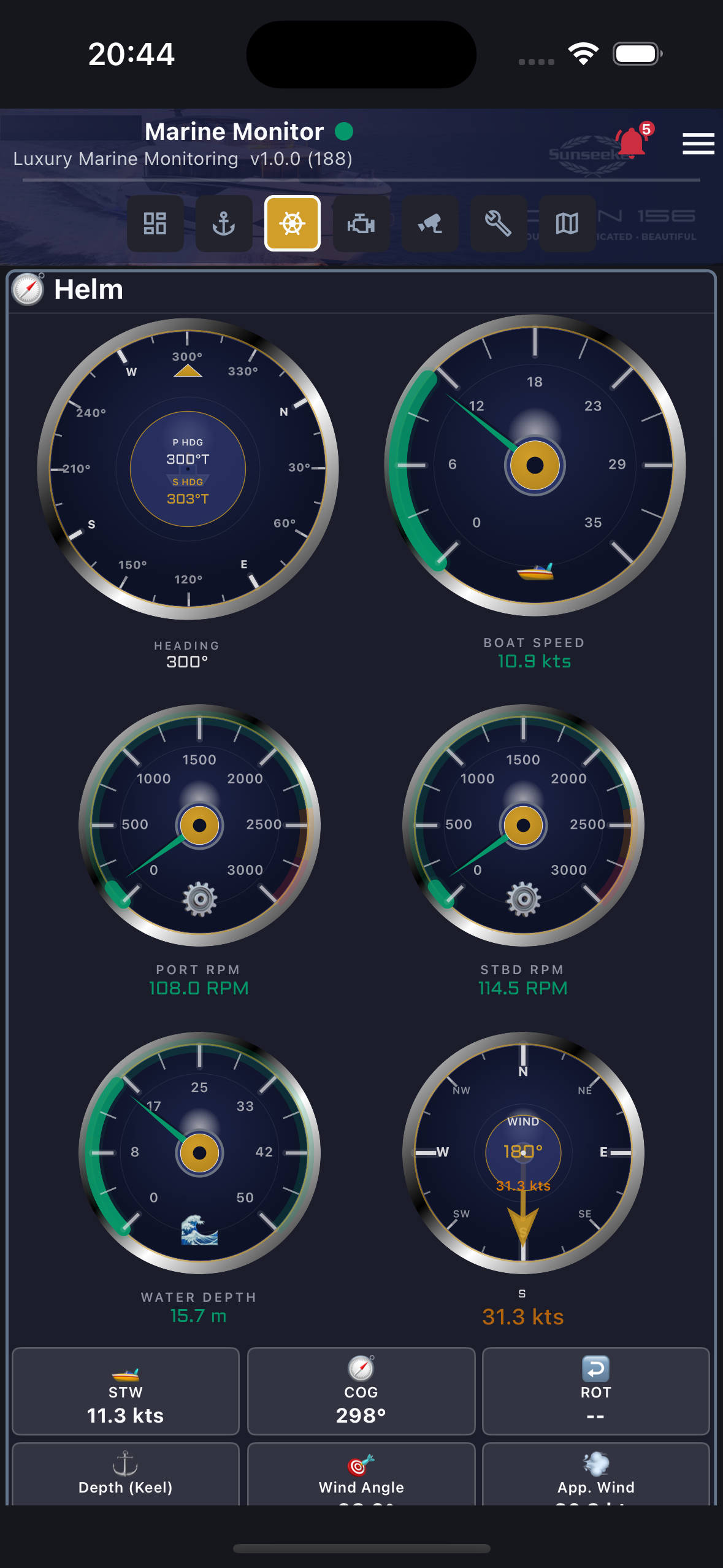 NCoDE Mobile - Helm gauges